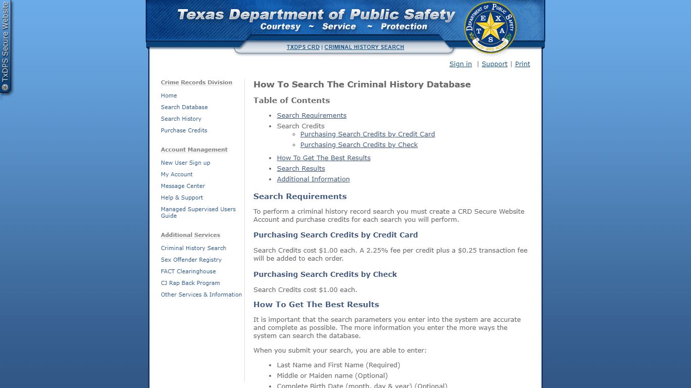 How To Search The Criminal History Database | TxDPS Crime ... - Texas